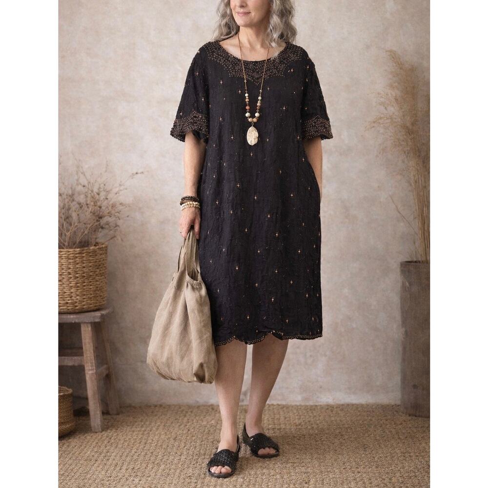 VTG Beaded Drama Silk Embellished Sequined Sheath Dress Sz 26WP Glam Whimsigoth